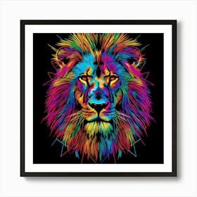 Lion Star Neon Art Print