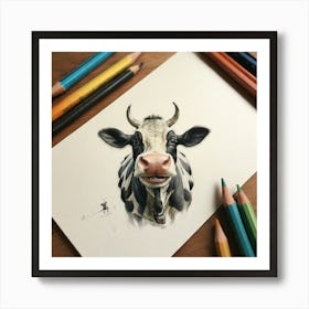Cow Drawing 4 Art Print