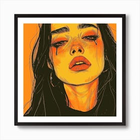 Girl With Tears Art Print