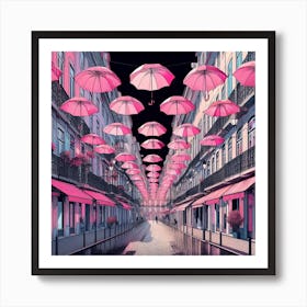 Pink Umbrellas Art Print