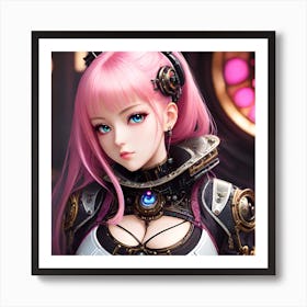 Surreal sci-fi anime cyborg limited edition 3/10 different characters Pink Haired Waifu Art Print