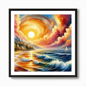 Sunset On The Beach 3 Art Print