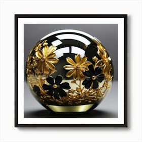 Gold And Black Glass Sphere Art Print