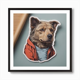 Dog In A Red Jacket Art Print