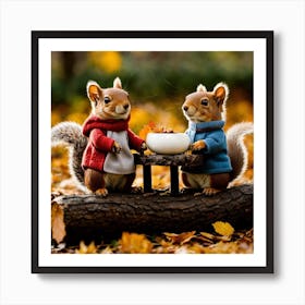 Squirrels In Autumn Art Print