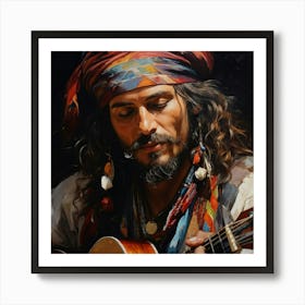 A Close Up Abstract Oil Painting Of A Bohemian Musician Rendered In Stunning Ultra High Definition 239828339 (2) Art Print