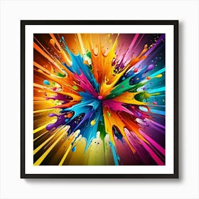 Vibrant Splashes Of Colours Exploding On A Dynamic Background Art Print