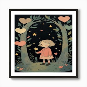 Little Girl In The Forest Art Print