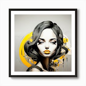 Girl, Yellow Abstraction Art Print