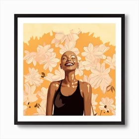 Black Woman In Front Of Flowers Art Print