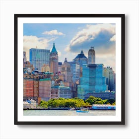 new york city with Manhattan skyline over Hudson River Art Print