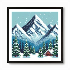 8-bit mountain landscape 1 Art Print