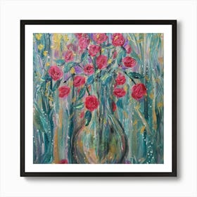 Roses In A Vase Art Print