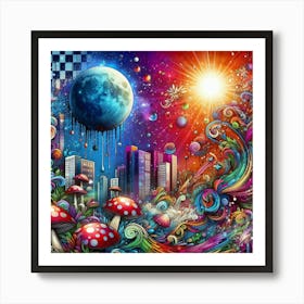 Psychedelic City 5 Art Print