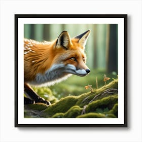 Red Fox In The Forest 51 Art Print