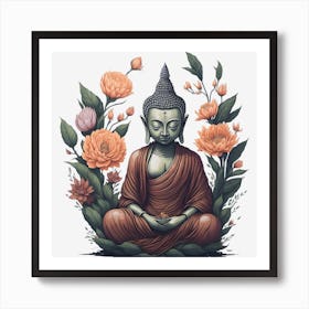 Floral Buddha (2) Art Print