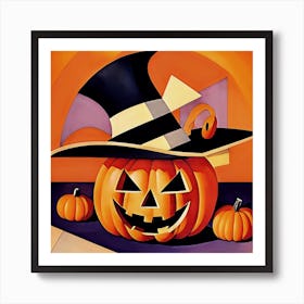 Halloween Pumpkin Hat Art Print