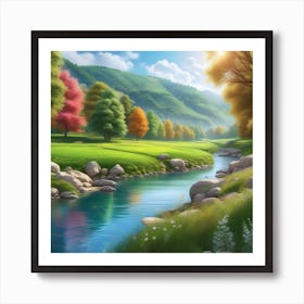 River In The Forest 76 Art Print