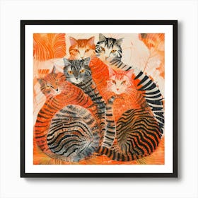 Four Cats Art Print