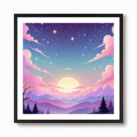 Sky With Twinkling Stars In Pastel Colors Square Composition 91 Art Print