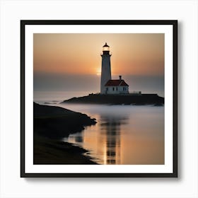 Lighthouse At Sunrise Art Print