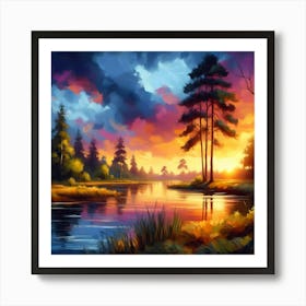 Sunset In The Forest 24 Poster