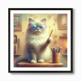 Artist Cat Art Print