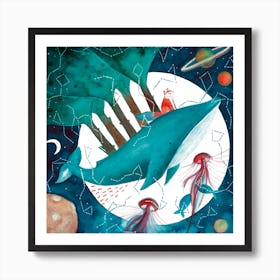 Fox And Whale 4 Art Print