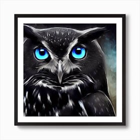 Owl With Blue Eyes 2 Art Print