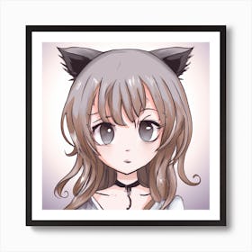 Anime Girl With Cat Ears Art Print