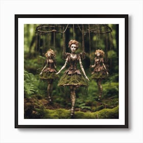 Steampunk Marionette Forrest Fairies Art Print