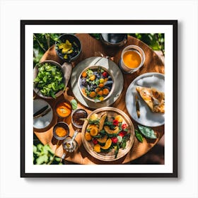 Healthy Food On A Wooden Table Art Print