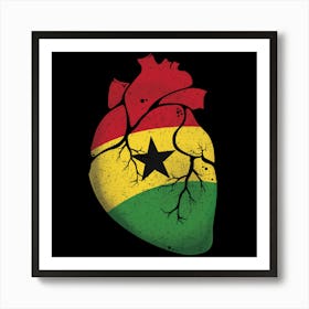 Ghana Heart Flag Art Print