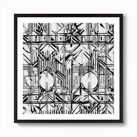 Abstract Geometric Patterns In Monochrome 11 Art Print