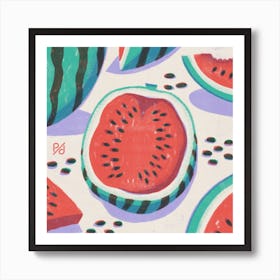 Watermelon Medley Square Art Print