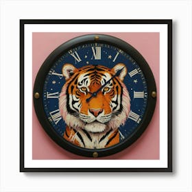 Tiger Wall Clock Art Print