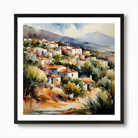 Watercolor Of A Village 2 Art Print