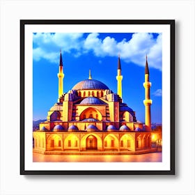 Blue Mosque At Dusk Art Print