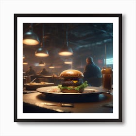 Burger In A Restaurant 19 Art Print