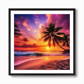 Sunset At The Beach 192 Art Print