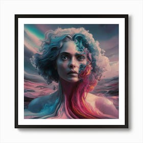 Woman With Colorful Hair Art Print