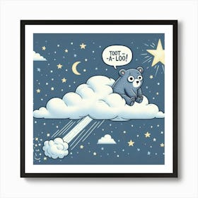 Bear On A Cloud Art Print