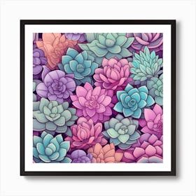 Succulents Seamless Pattern Art Print