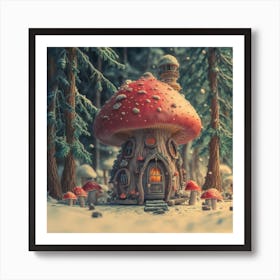 Red mushroom shaped like a hut 7 Art Print