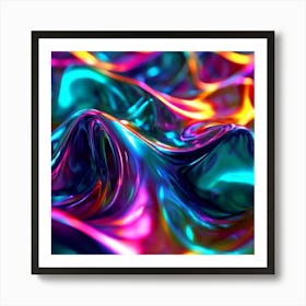 3d Light Colors Holographic Abstract Future Movement Shapes Dynamic Vibrant Flowing Lumi (11) Art Print