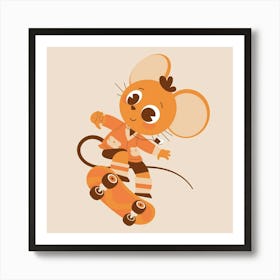 Cartoon Mouse Skateboarding Art Print