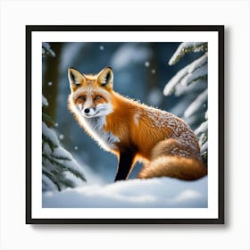Red Fox In The Snow 3 Art Print