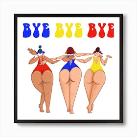 Girl Bye Bye Square Art Print