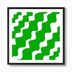 Green Wavy pattern Art Print