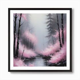 Pink Blossoms In The Forest Art Print